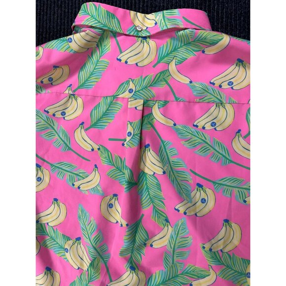 Chubbies Men's Pink Banana Print Short Sleeve Shirt L Tropical Half Button-Up - Picture 7 of 7